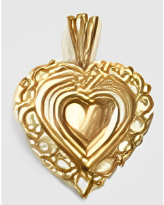 10K Yellow Gold Queen of Hearts Heart Pendant