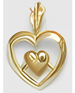 10K Yellow Gold Double Heart Pendant