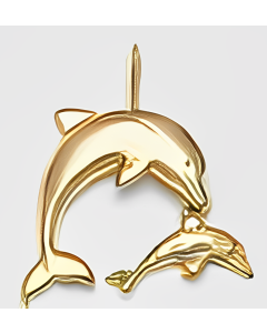 10K Yellow Gold Dolphin and Baby Charm