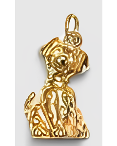 10K Yellow Gold 3D Happy Poodle Dog Charm