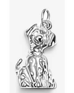 Silver 3D Happy Poodle Dog Charm