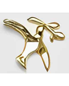 10K Yellow Gold 3D Dove with Branch Charm