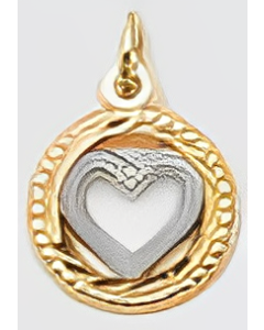10K Two Tone Small Heart in a Circle Charm