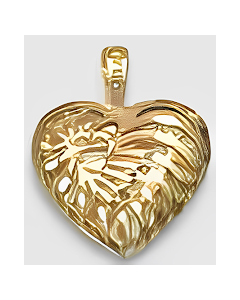 10K Yellow Gold 3D Double Sided Heart Pendant