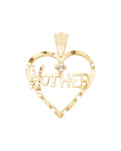 Mother Charm with CZ in Heart Frame