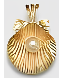 10K Yellow Gold 3D Seashell with Pearl Pendant