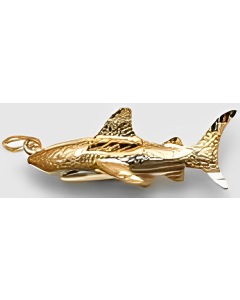 10K Yellow Gold 3D Shark Charm