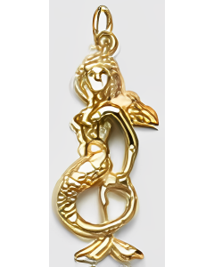 10K Yellow Gold 3D Mermaid Charm