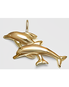 10K Yellow Gold Swimming Dolphins Charm