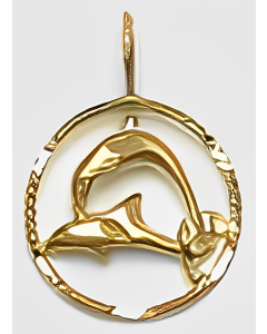 10K Yellow Gold Dolphins in a Circle Charm