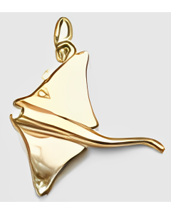 10K Yellow Gold 3D String Ray Charm