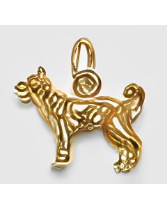 10K Yellow Gold 3D Husky Dog Charm
