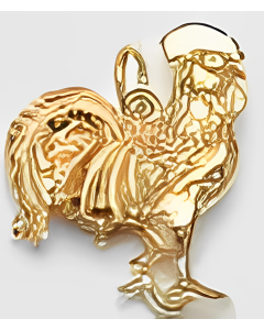 10K Yellow Gold 3D Rooster Pendant