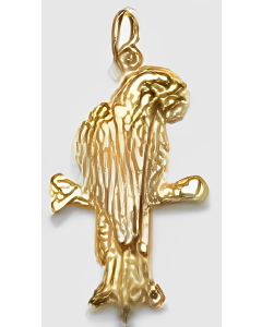 10K Yellow Gold 3D Parrot Charm