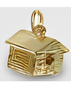 10K Yellow Gold 3D Birdhouse Charm