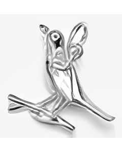 Silver 3D Robin on a Branch Charm