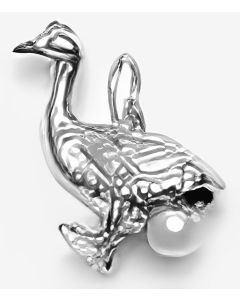 Silver 3D Canadian Goose Pearl Charm
