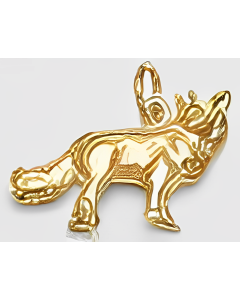 10K Yellow Gold 3D Wolf Charm