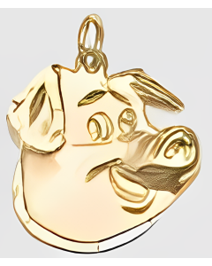 10K Yellow Gold Pig Face Pendant
