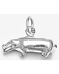 Silver 3D Hippopotamus Charm