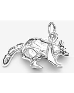 Silver 3D Raccoon Charm