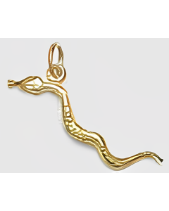 10K Yellow Gold 3D Hissing Snake Charm