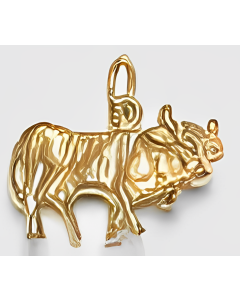 10K Yellow Gold 3D Cow Charm