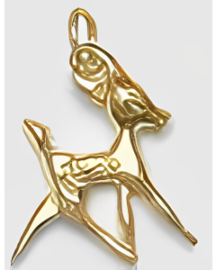10K Yellow Gold 3D Fawn Charm