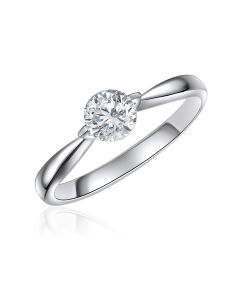 10K White Gold Solitaire CZ Ring