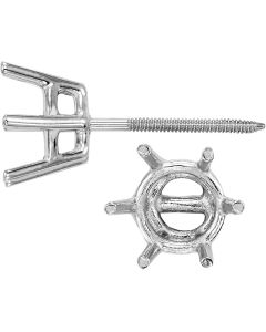 R463-6 Prong Close Back Earring With Screw